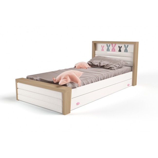Кровать №4 с мягким изножьем MIX BUNNY розовый 