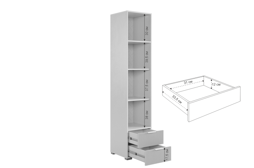 Шкаф однодверный Зефир (для книг), серый