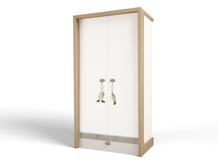 Шкаф 2-х дверный MIX Ловец снов (кремовый, цветной)