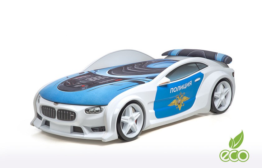Кровать-машина объемная NEO "БМВ" Полиция