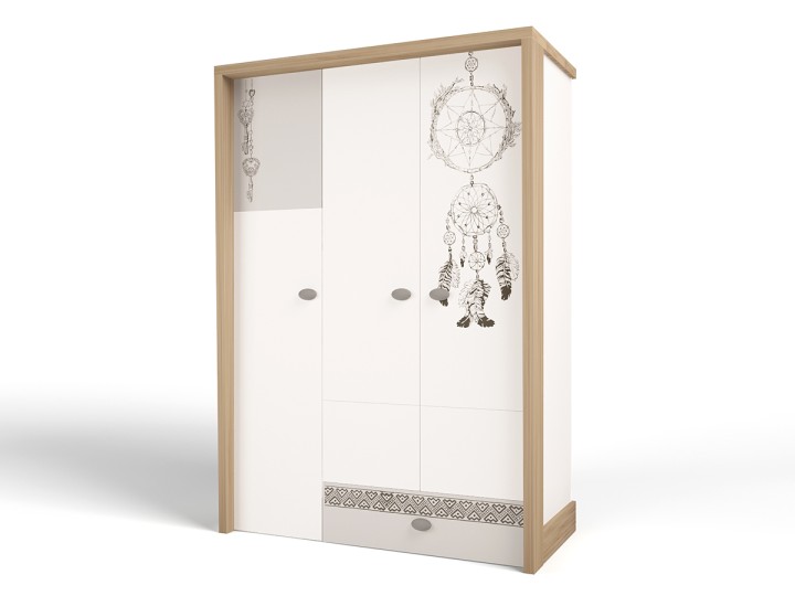 Шкаф 3-х дверный MIX Ловец снов (кремовый, цветной)