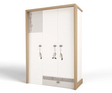 Шкаф 3-х дверный MIX Ловец снов (кремовый, цветной)