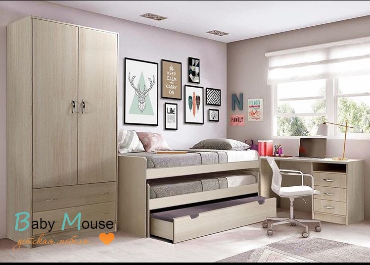Детская комната "Фанки Кидз 8" (Азбука Мебели) Дуб молочный №1