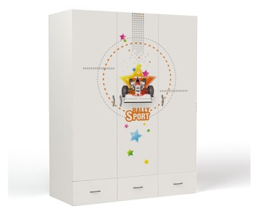 Шкаф 3-х дверный "Sport" белый для мальчика Шкаф 3-х дверный "Sport" белый для мальчика