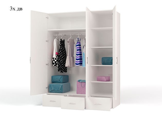 Шкаф 3-х дверный "Sport" белый для мальчика Шкаф 3-х дверный "Sport" белый для мальчика
