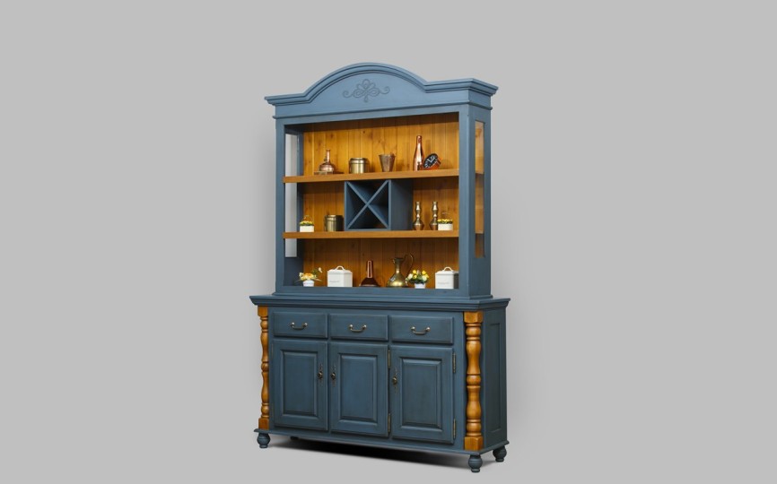 Сервант - витрина трехдверный Валенсия 2-68 на круглых ножках