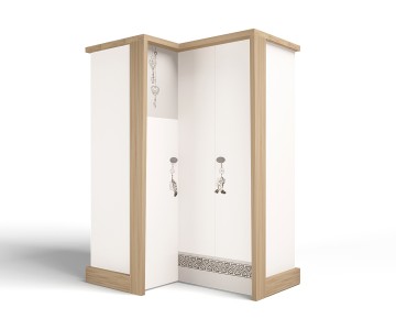 Шкаф угловой, гармошка MIX Ловец снов (кремовый, цветной)