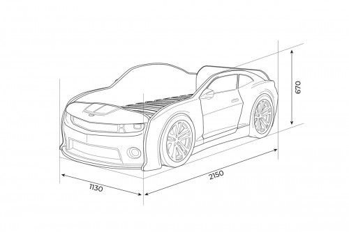 Кровать-машина EVO "Camaro" желтая матовая