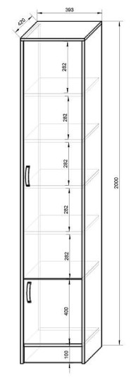 Шкаф 1 дверный "Классика" ФКК-13/10 Шкаф 1 дверный "Классика" ФКК-13/10