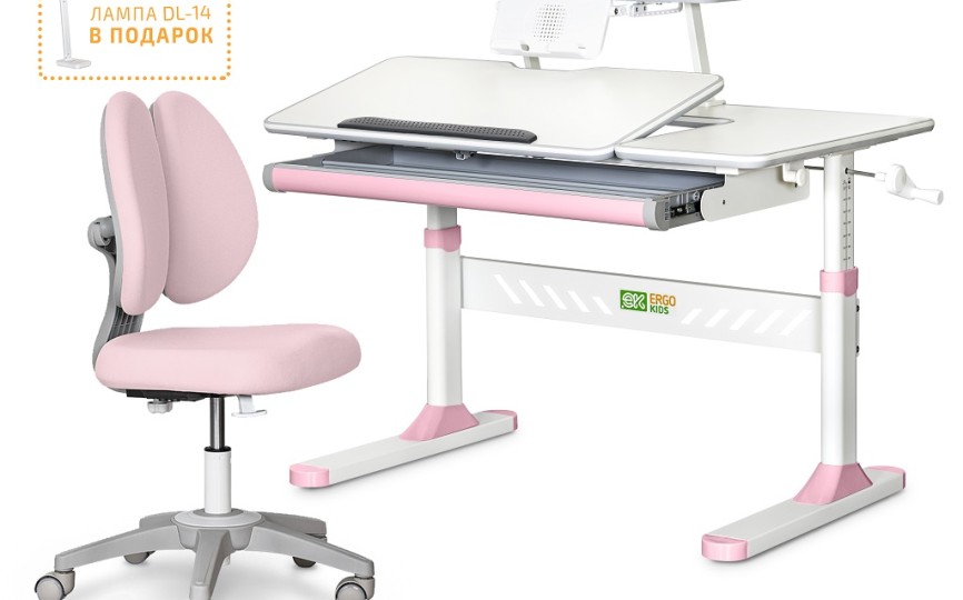 Комплект парта Ergokids + кресло ErgoKids Sprint Duo Lite (TH-320 W/G + Y-412 Lite G)