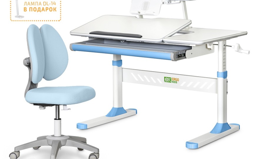 Комплект парта Ergokids + кресло ErgoKids Sprint Duo Lite (TH-320 W/G + Y-412 Lite G)
