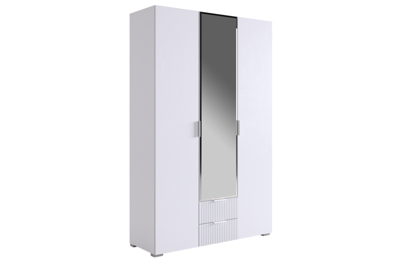 Шкаф трехдверный Зефир с зеркалом, белый