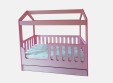 Кроватка-домик из ЛДСП с ящиком, розовая для девочки