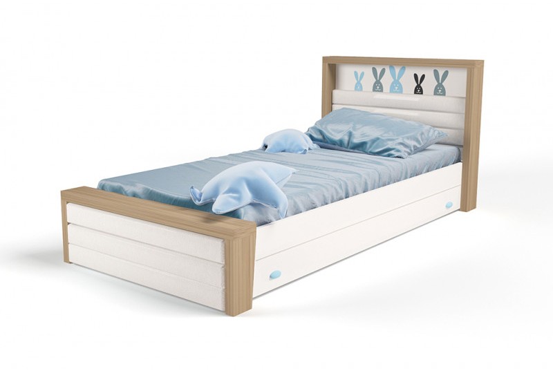 Кровать №4 с мягким изножьем MIX BUNNY голубой 