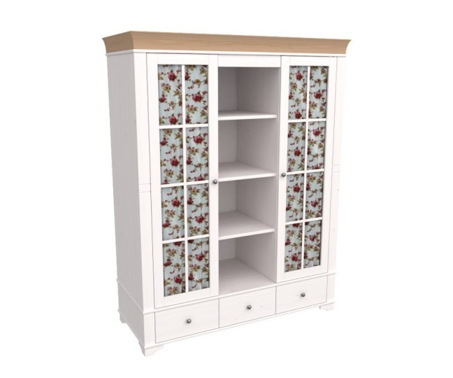 Шкаф с 2-мя стеклянными дверями и полками "Бейли" белый воск