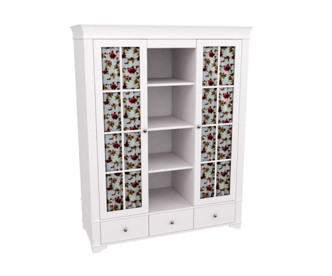 Шкаф с 2-мя стеклянными дверями и полками "Бейли" белый воск