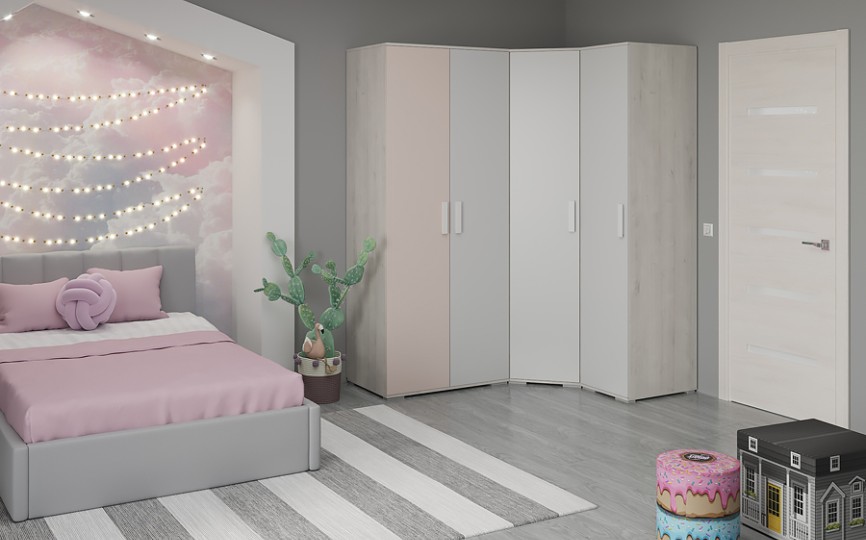 Шкаф угловой ШУ "Румика Пинк"