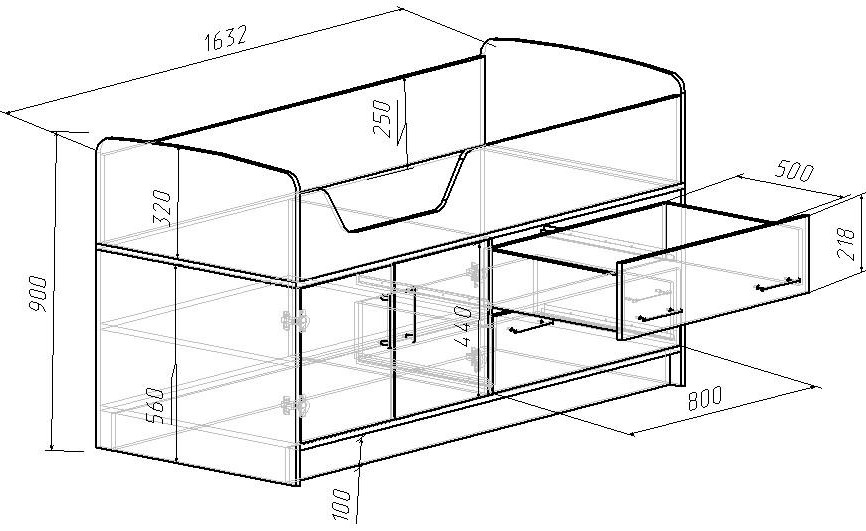 Детская низкая кровать-чердак, 160х70 см "Фанки Кидз 9" + лестница 13/19 СВ (Азбука Мебели)