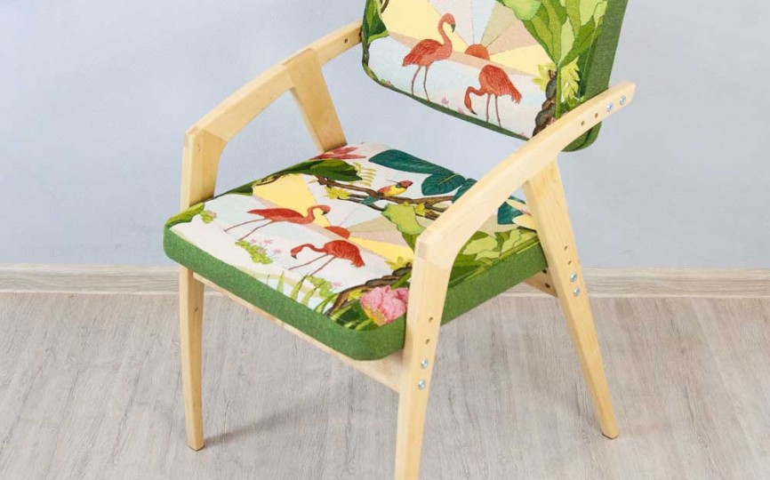 Стул регулируемый «Бруно» Фламинго+рогожка Олива Стул регулируемый «Бруно» Фламинго+рогожка Олива