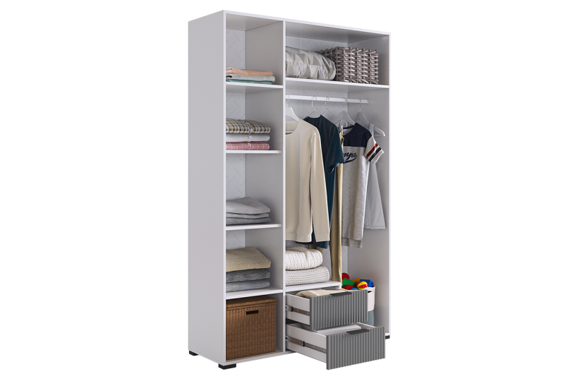 Шкаф трехдверный Зефир с зеркалом, серый