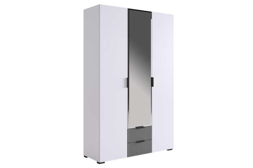 Шкаф трехдверный Зефир с зеркалом, серый