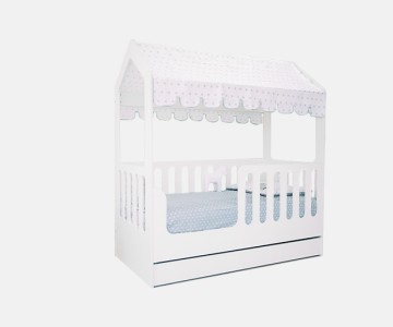 Кроватка-домик из ЛДСП с ящиком, белая