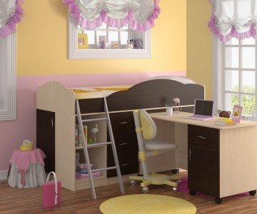 Детская кровать-чердак низкая "Дюймовочка 5", комплектация №2 Детская кровать-чердак низкая "Дюймовочка 5", комплектация №2