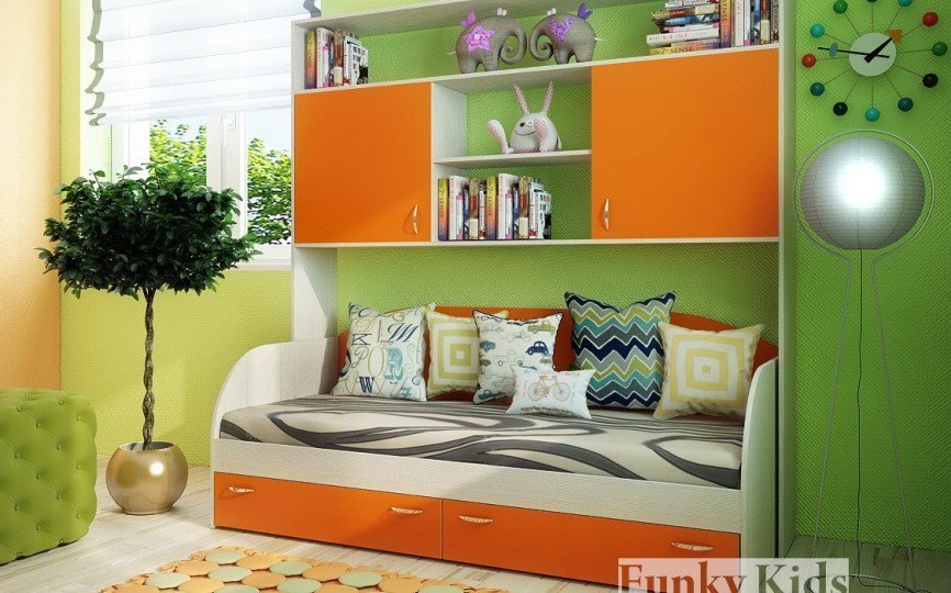 Кровать детская 13/7 СВ + шкаф 13/3 + письменный стол 13/1 Фанки Кидз  