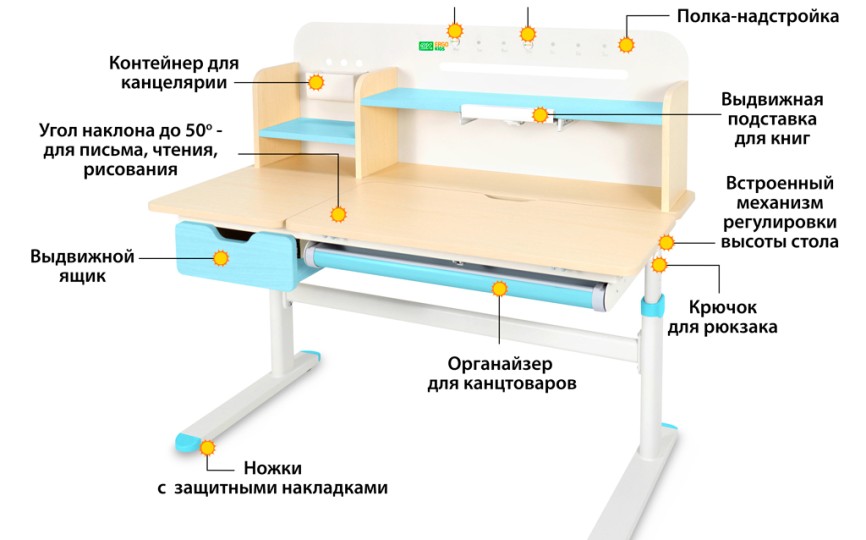 Детский стол Ergokids Bravo Maximus Plus (TH-360 Maximus Plus MG/BL)
