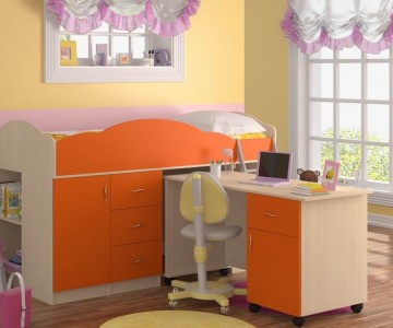 Детская кровать-чердак низкая "Дюймовочка 5", комплектация №3