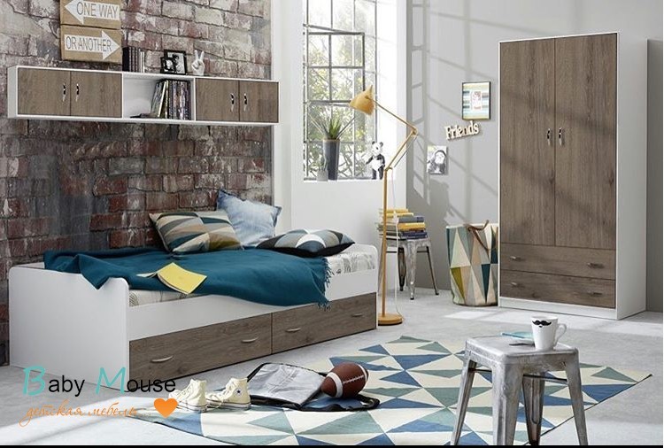 Кровать детская 13/53 СВ + мост надкроватный 13/50 СВ + шкаф 13/3 СВ Фанки Кидз (Азбука Мебели) 