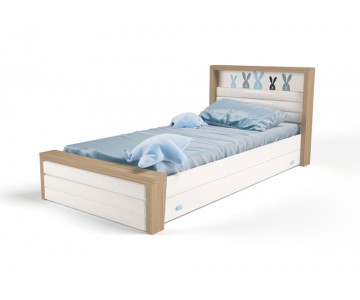 Кровать №4 с мягким изножьем MIX BUNNY голубой, 190х120 см 