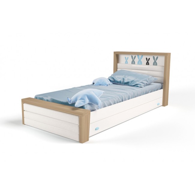 Кровать №4 с мягким изножьем MIX BUNNY голубой, 190х120 см 