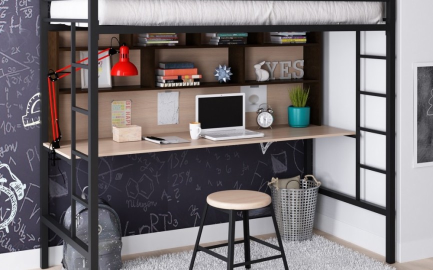 Кровать-чердак Севилья - 1.2 с рабочей поверхностью