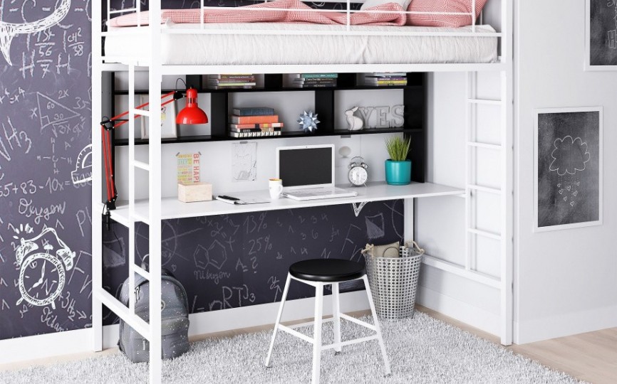 Кровать-чердак Севилья - 1.2 с рабочей поверхностью