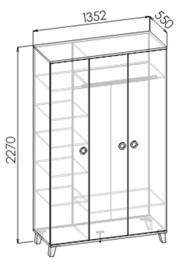 Шкаф 3-х створчатый Смарти Софт Ш3