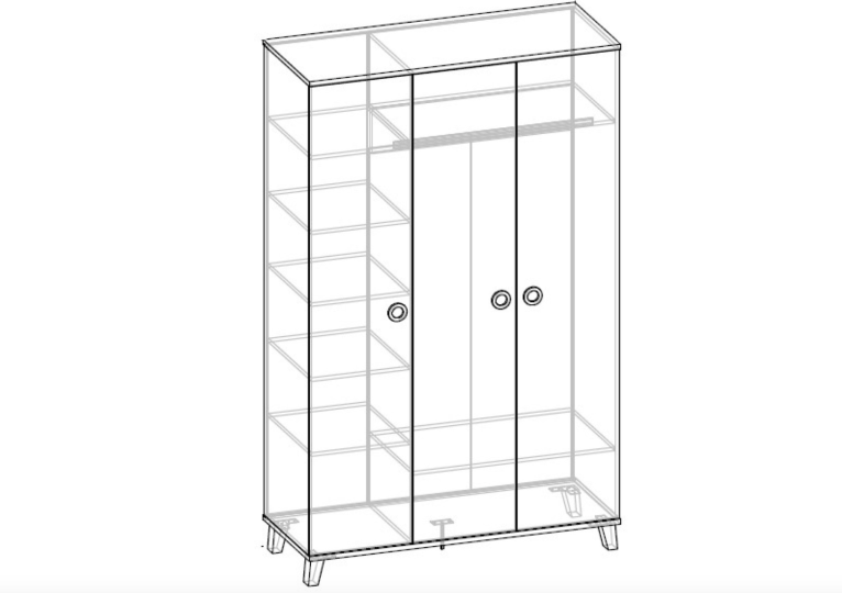 Шкаф 3-х створчатый Смарти Софт Ш3