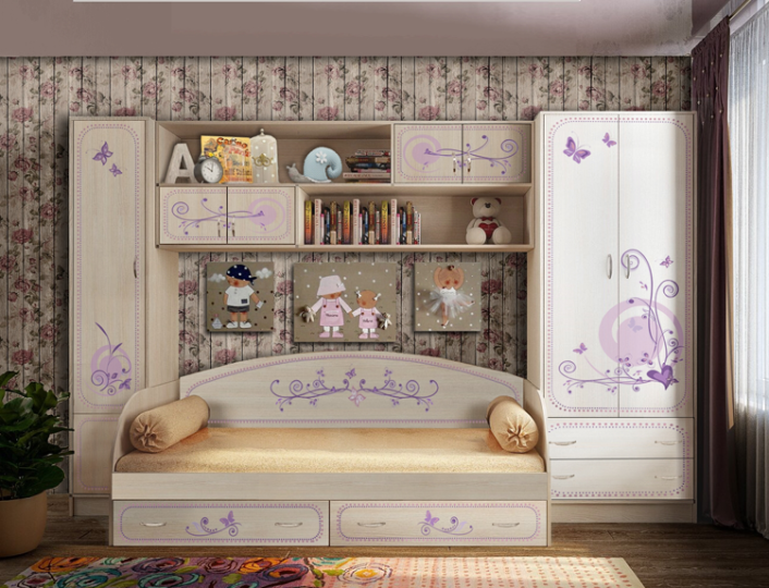 Узкий пенал с полками "Фанки Кидз Лилак".