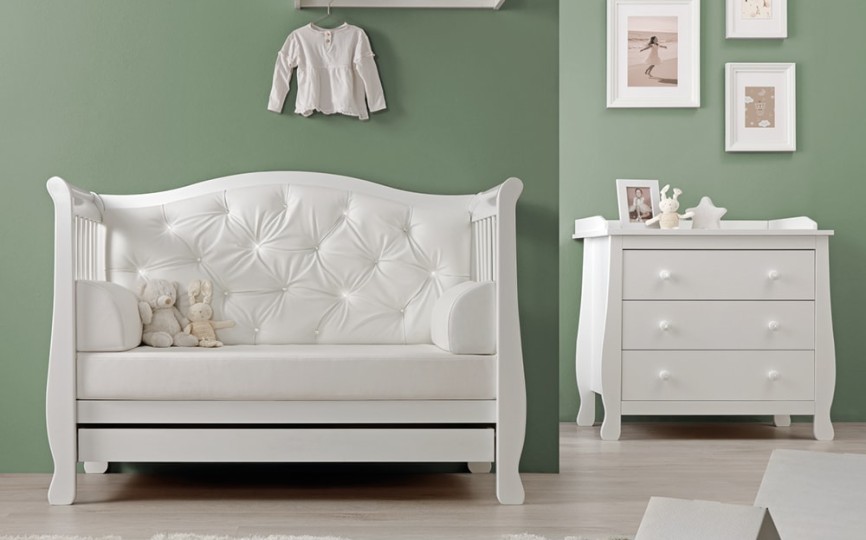 Кроватка - диван трансформер Erbesi Soft/Soft Bottoni (Софт/Софт Боттони) с мягкой спинкой