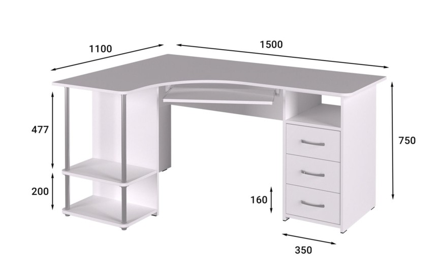 Стол компьютерный С-237 белый