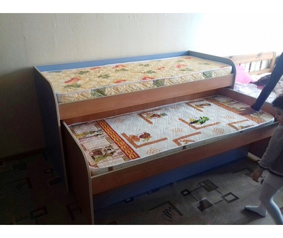 Двухъярусная низкая кровать с выдвижным ящиком "Фанки Кидз 8" (Азбука Мебели) 