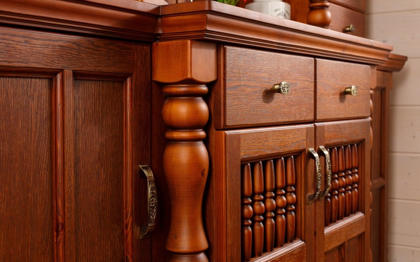 Сервант четырехдверный Валенсия 2-73 на круглых ножках