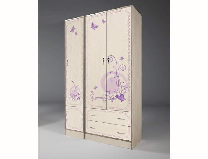 Трехстворчатый шкаф 13/3 + 13/10 мебель "Фанки Кидз Лилак". Трехстворчатый шкаф 13/3 + 13/10 мебель "Фанки Кидз Лилак".