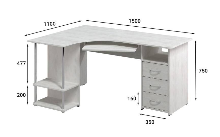 Стол компьютерный С-237 сосна винтер