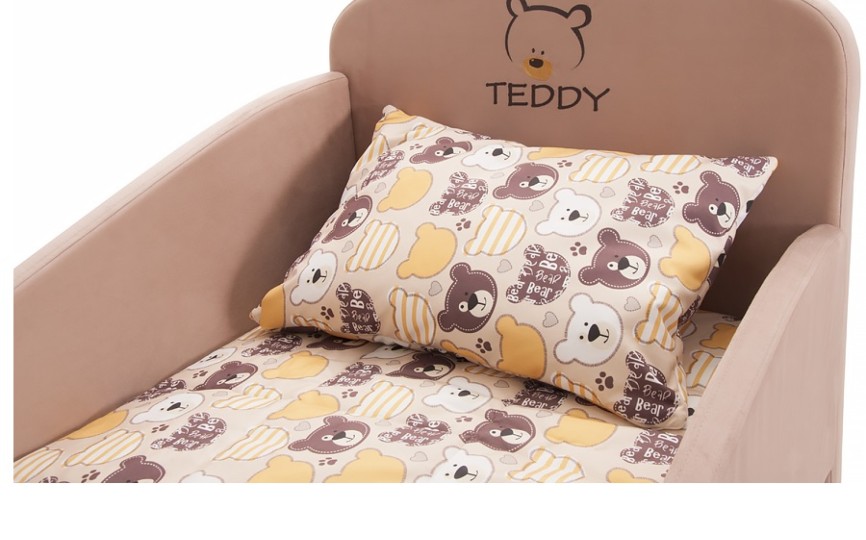 Кроватка с мягкими бортиками "Тедди" (коричневая)