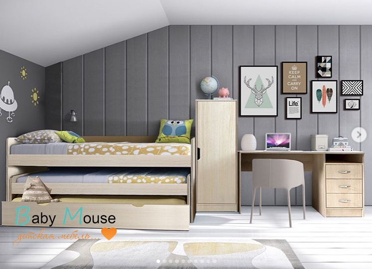 Двухъярусная низкая кровать "Фанки Кидз 8" + ограничитель 13/17 СВ - 2 шт + лестница 13/19 СВ (Азбука Мебели) 