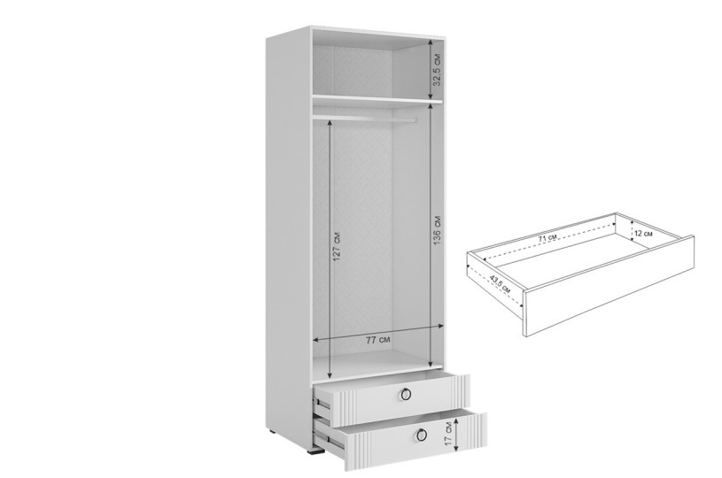 Шкаф двухдверный Ева 103.01 с ящиками