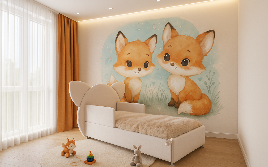 Кровать мягкая Китти, изголовье с ушками