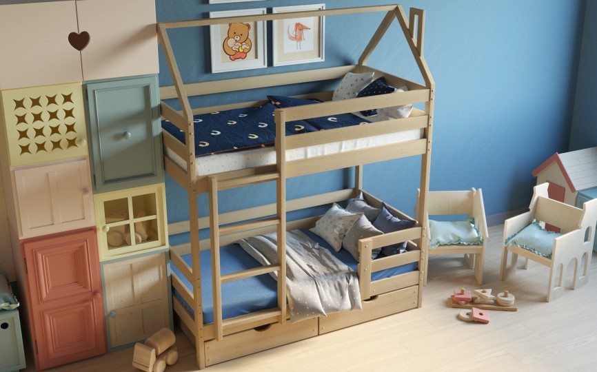 Кровать домик Эко 12 с 2 бортом