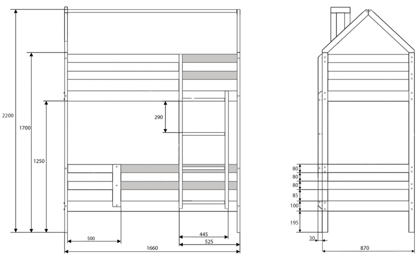 Кровать домик Эко 12 с 2 бортом